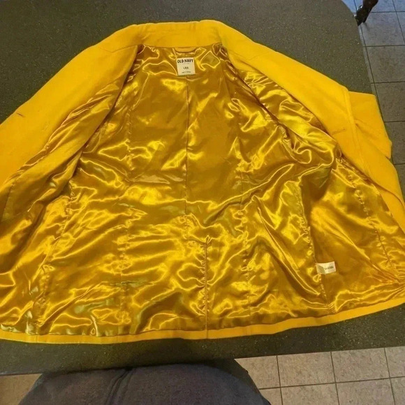 Old Navy Women's Yellow Wool Double Breasted Peacoat Sz L - Picture 6 of 10